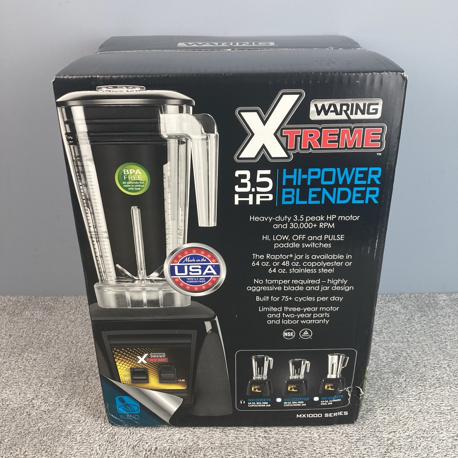 Waring MX1000XTX 64 oz 3 1/2 HP Xtreme Commercial Blender Hi Power