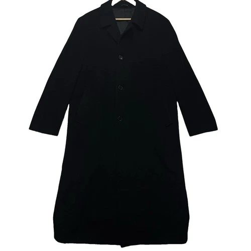 Metropolitan View Bloomingdales Mens 42L Black Wool Cashmere Overcoat Made Italy image 2