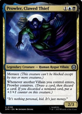 Prowler, Clawed Thief U Marvel's Spider-Man 138 Magic The Gathering