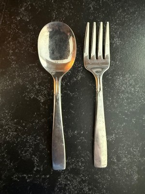 Vintage  1970's Oneida Craft Deluxe Stainless Children's  Fork & Spoon Set