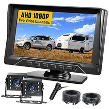 Dual RV Backup Camera Plug and Play, 7'' Backup Camera for Truck 2 CAMERAS