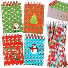 48 Pcs Christmas Notebook and Pencils with Erasers Gifts Bulk Small Pocket No...