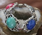 Vintage Sarah Coventry Silver Tone Cabachone Lucite Bracelet 7.5" — photo 1