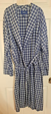 Nautica Sleepwear Blue Plaid Robe Men s L/XL LS 100 Cotton Belted Pockets