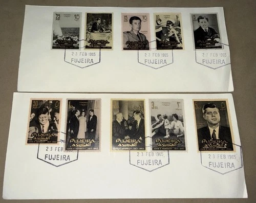 Fujeira 2 First Day Covers John F Kennedy JFK 23rd February 1965 FDC