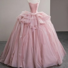 Pink Tulle 15 Dress Quinceanera Ball Gown Sleeveless Quince Dress Corset Formal
