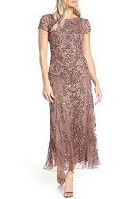 Pisarro Nights Embellished Mesh Gown Dark Mauve Size 2 NWT Formal Evening $268