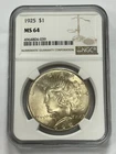 1925 Peace Silver Dollar NGC MS-64 Strong Strike