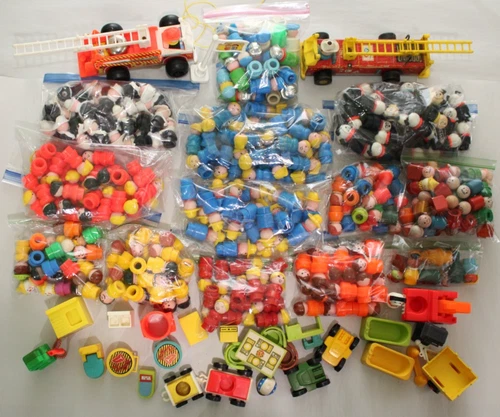 VTG Fisher Price Mix of  300 Little People Figures 25 Accessories  2 Pull Toys