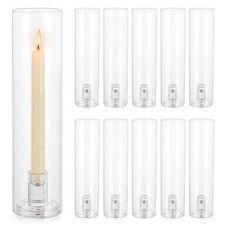 Hurricane Glass Candle Holders: 11.8" Tall Cylinder Cover Set of 10
