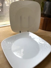 Corelle Cherish Dinner Plates 10.25″ White Embossed Scroll – Set of 4