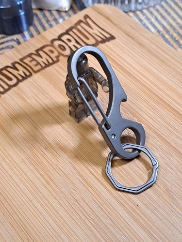 MINIMALISTISCHER TITANKARABINER SCHLÜSSELANHÄNGER MIT TITAN SIDEPUSH SCHLÜSSELRING - Bild 3 von 16