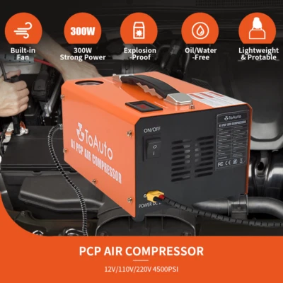 TOAUTO Portable PCP Air Compressor Electric Pump Rifle Paintball Hight Pressure 4500PSI