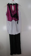 Revolution Dancewear Romper Size MA Black White Purple sequins Cold Shoulder