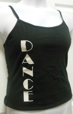 Black Dance Camisole Ladies Szs Dancer Cotton Spndx White Screenprint shelfbra