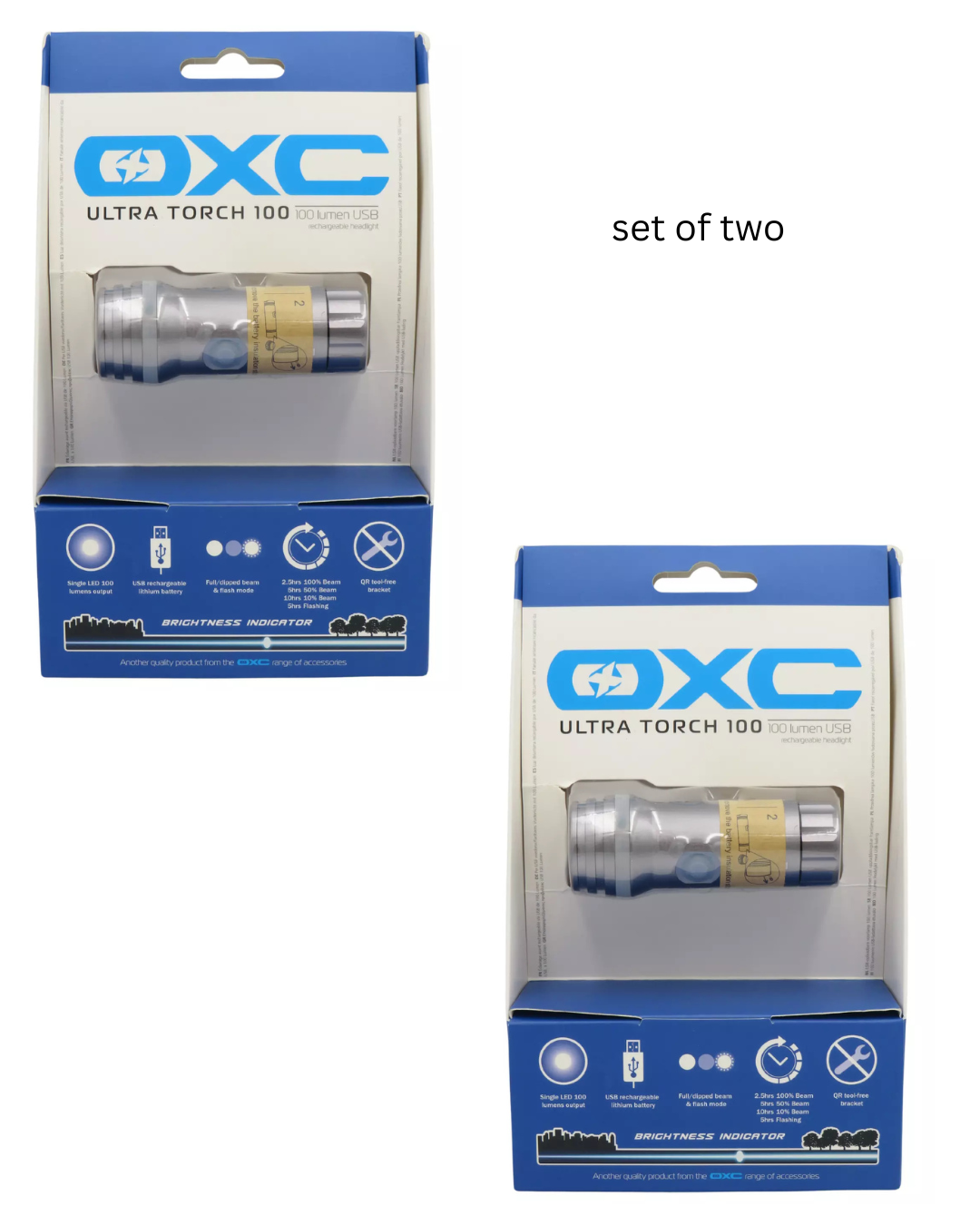OXFORD BIKE HEADLIGHT 100 LUMEN ULTRATORCH BUILT IN USB RECHARGEABLE  XLD709 X2