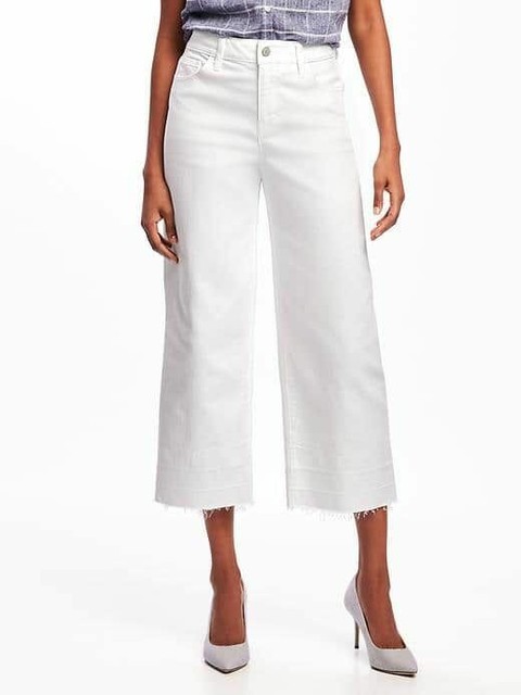 NWT: old navy wide leg twill pants in white (4p) | eBay