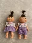 Vintage Pair 1995 signed Mini Cabbage Patch Kids 4.5" Brown Hair Doll Mattel