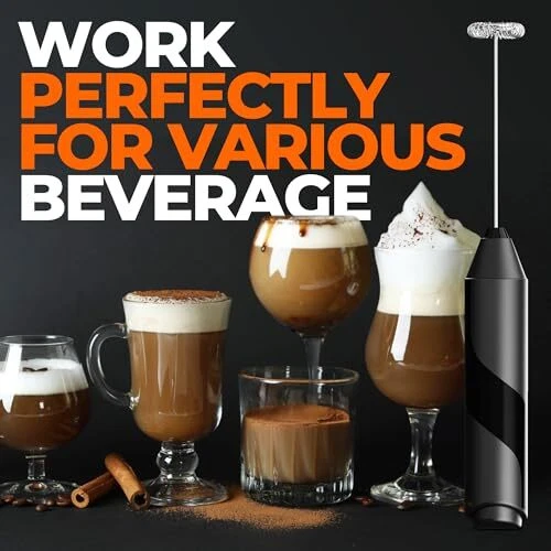 Milk Frother Wand, Handheld Milk Frother Drink Mixer, Electric Whisk Black