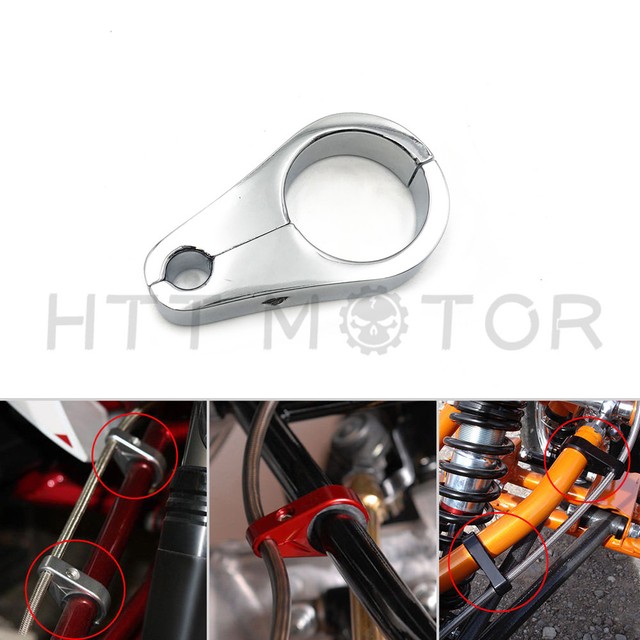 25mm 1" Chrome Motorcycle Brake Line Clutch Cable Handlebar Frame Clamp