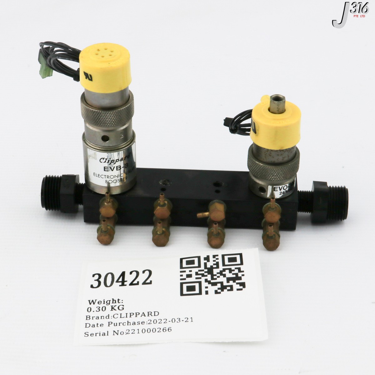30422 CLIPPARD 8-SLOT VALVE MANIFOLD, EVO-3M-24 VDC, EV-3M-24 VDC