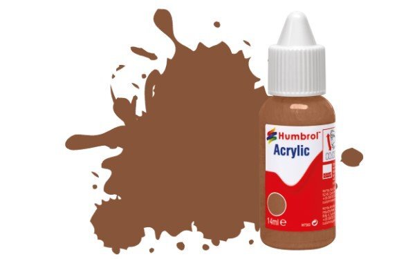 Greenhills Humbrol 14ml Dropper Bottle of Acrylic Brown Matt DB0186 - C5332