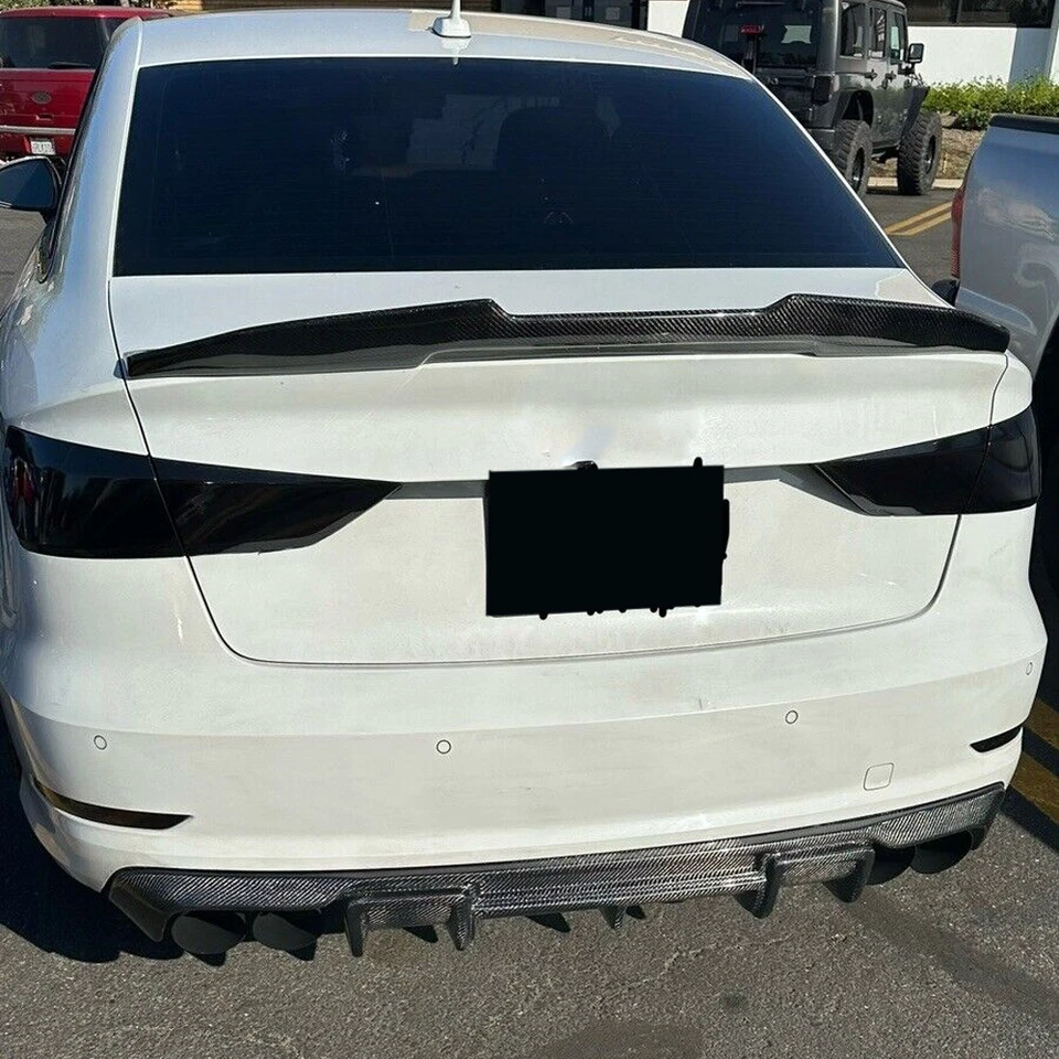 REAL CARBON Rear Bumper Diffuser Lip Spoiler For Audi A3 Sline S3 Sedan 2013-16 - Image 4 of 4