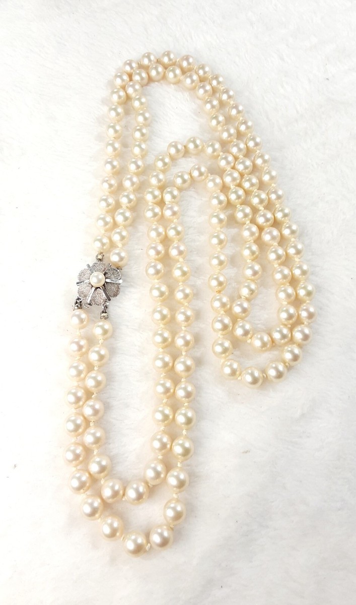 GORGEOUS Vintage Majorica PM70 Spain Champagne Pearl Double
