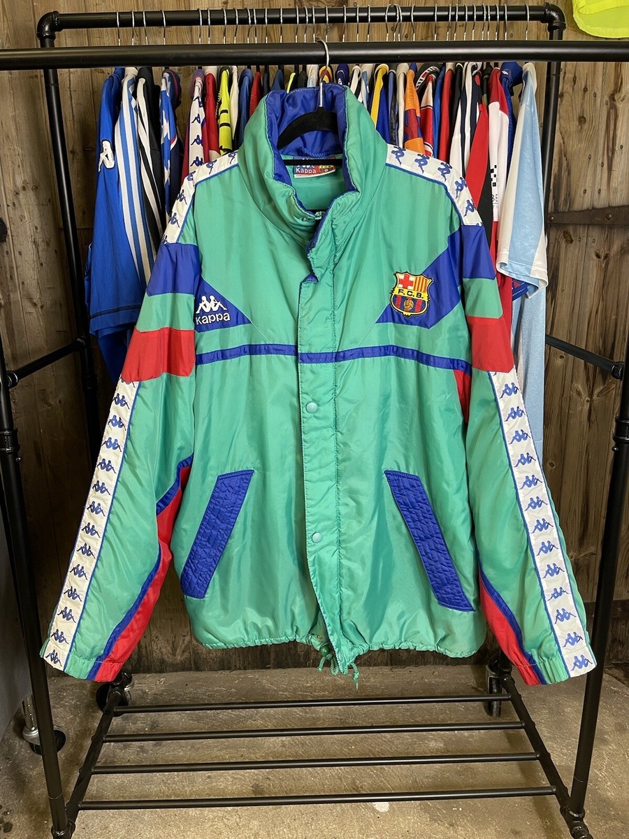Barcelona Kappa 90s Bench Coat XL Jacket Rare Football Shirt | eBay