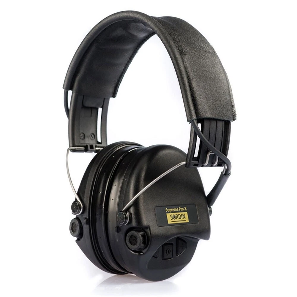 Sordin Supreme Pro X/L   Bonnets noirs, bandeau en cuir, avec boucles d'oreilles en gel