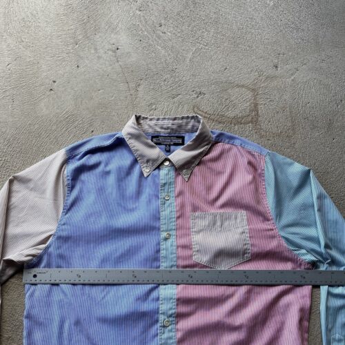 J Peterman Shirt Mens XL Button Up Colorful Striped Color Block Retro Stretch - Picture 12 of 14