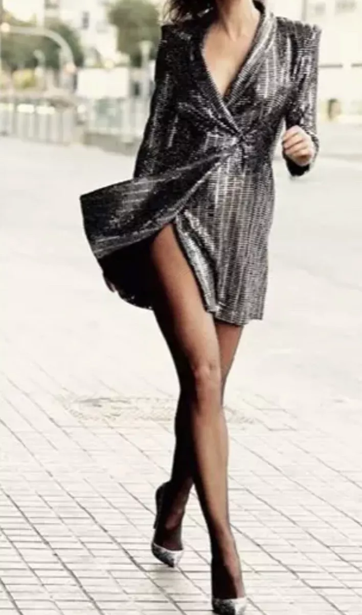 Black and top silver blazer dress