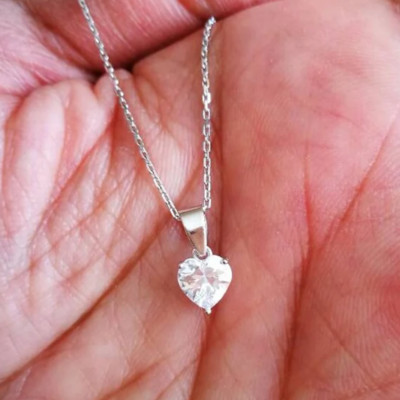 1.03Ctw Heart Cut Moissanite Women's Pendant Without Chain 14K White Gold Plated