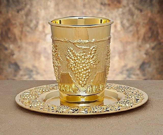 Kiddush cup Gold Plated Cup with matching saucer plate. eBay