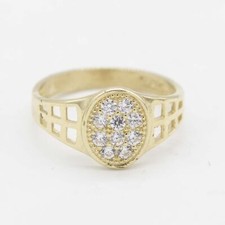 Kids Oval CZ Ring Real 10K Yellow Gold Size 3
