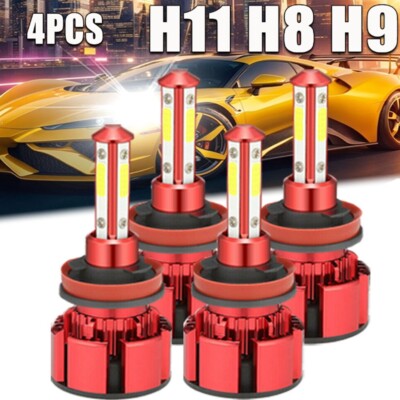 H11 H9 H8 4-Side LED Headlight ComboBright Bulb Kit 390000LM HIGH/LOW Beam6000K