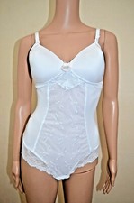 New M S White Post Surgery Iris Embroidered Smoothing Body Sz UK 34B , 34D