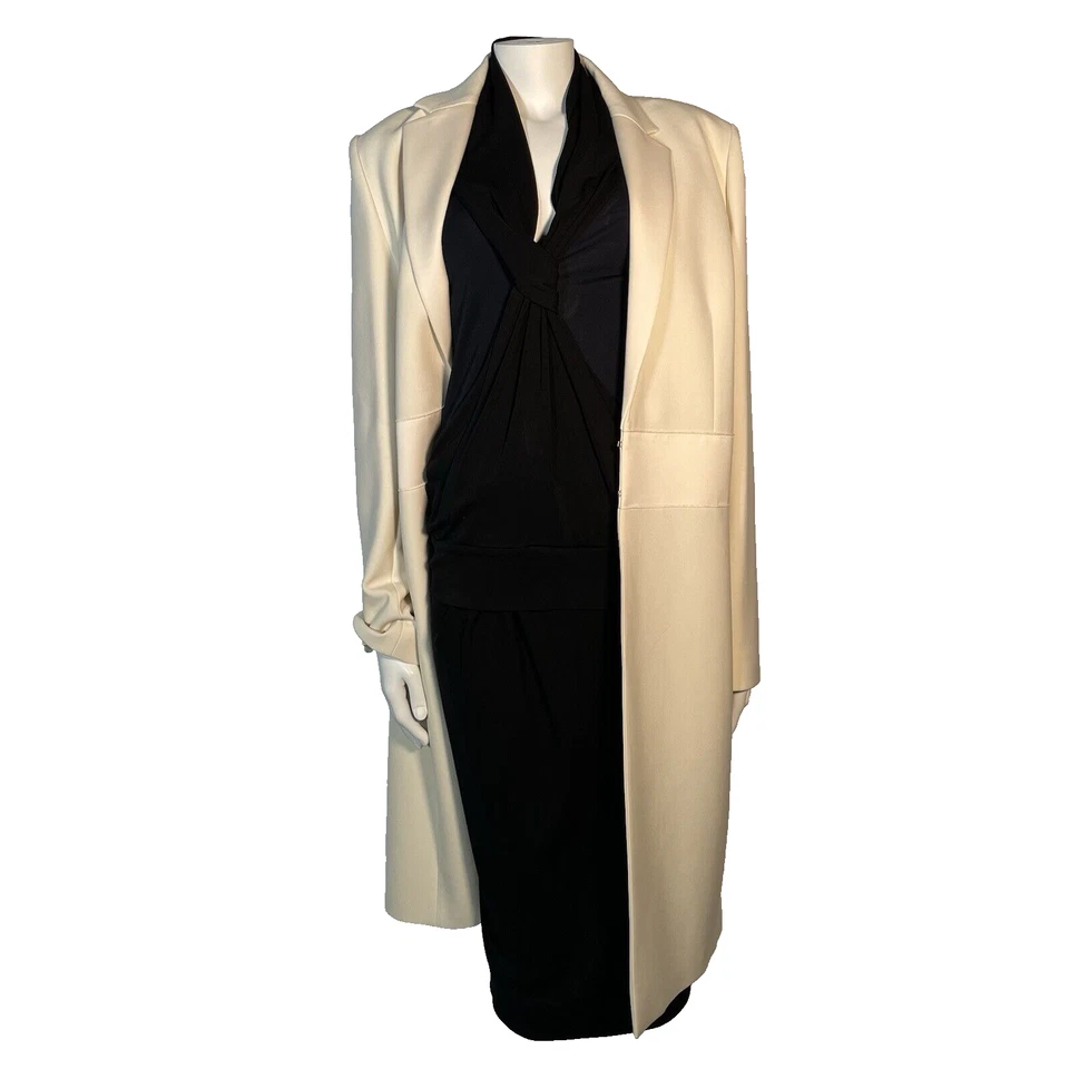 AMANDA WAKELEY Coat UK 16 Cream Mid Length Sculpted Tailoring Crombie - Image 2 of 4