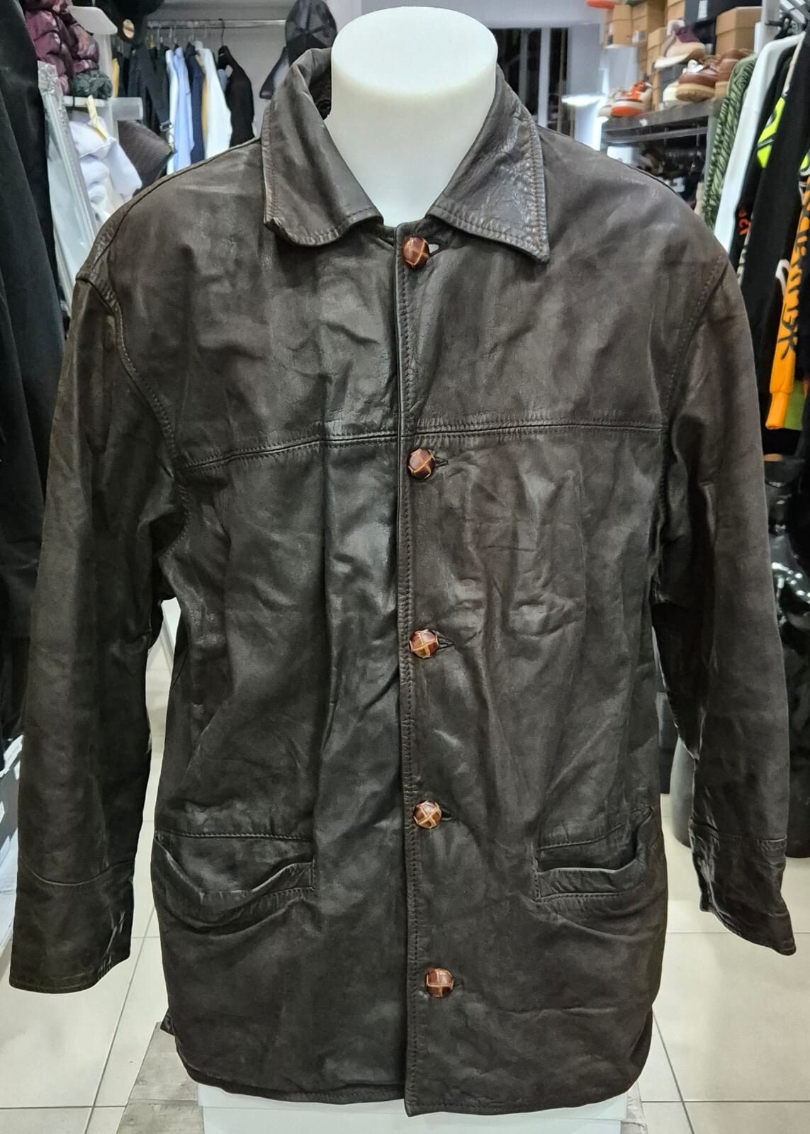 Vintage Brown Leather Jacket for Men Size 52 by St. Gold LLR77