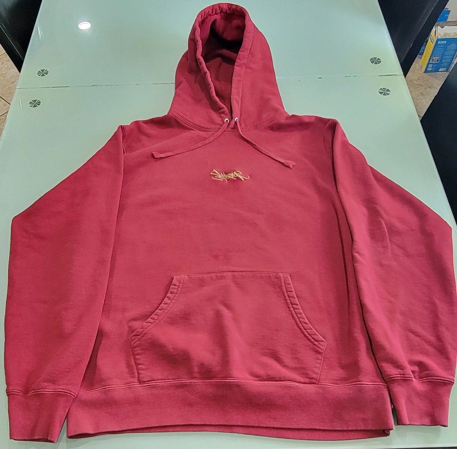 Sweat shirt à capuche en coton brodé or SUPREME taille XLlarge Bourgogne