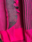 New FabIndia Style  Handloom Linen Saree sari designer Navy Blue Fuschia 7 Yds — photo 9