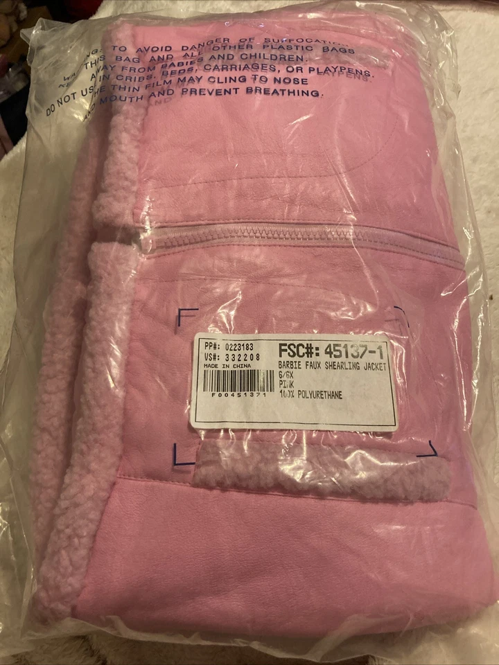 雅芳芭比人造剪羊毛夹克 6/6 X,密封,含芭比娃娃夹克 — 第 3/3 张图片