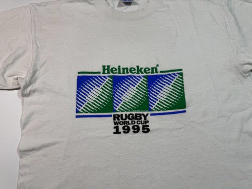 Vintage 1995 Heineken Rugby World Cup T-shirt Beer White Tee Size L - Picture 2 of 4