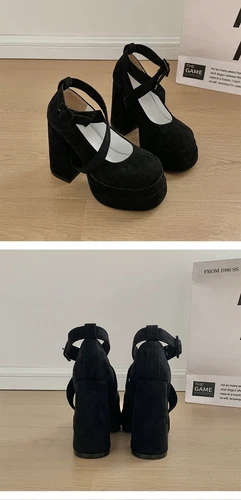 Platform Mary Jane Shoes Fashion Cross Strap Thick Heel Shoes Dress Shoes Pumps - Bild 16 von 24