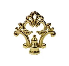 Lamp Finial-FANCY LOOP-Solid Cast Brass w/Dual Threads, Lacquered Finish