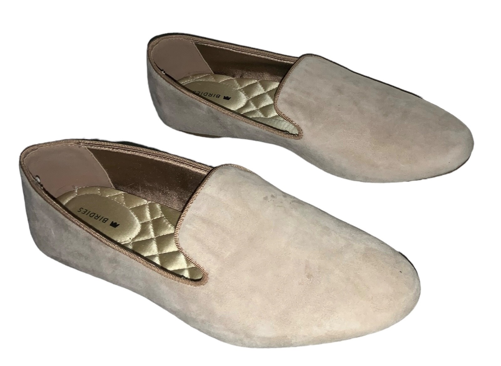 APL BIRDIES The Starling Tan Latte Scamosciato Classico Ciabatte da Smoking Ballerine Taglia 8