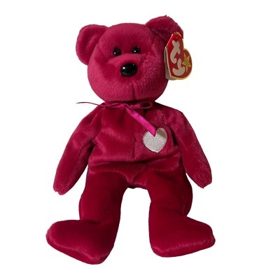 Ty Beanie Baby Valentina The Bear Fuchsia Pink 1998 Retired Plush NEW TAGGED