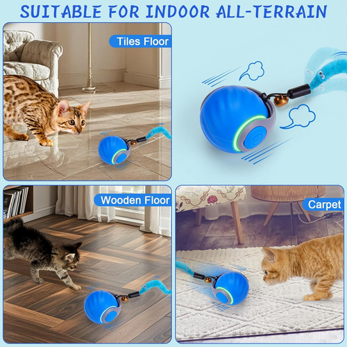 Interactive Cat Toy Ball - Automatic Interactive Cat Toys for Indoor Cats with 3 - Picture 6 of 12