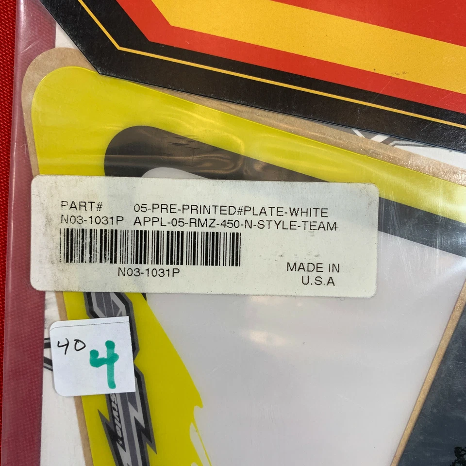 Новый из старых запасов N-стиль APP-05-RMZ-450 Suzuki предварительно напечатанная пластина белый N03-1031P - Изображение 3 из 3