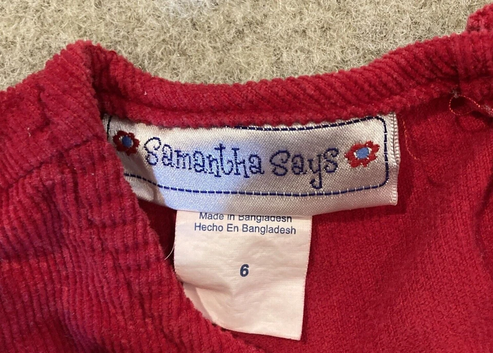 Vestido Jersey Samantha Says Rojo Pana Bordado Flores Cinta Satén Niñas 4T Foto 2 de 4